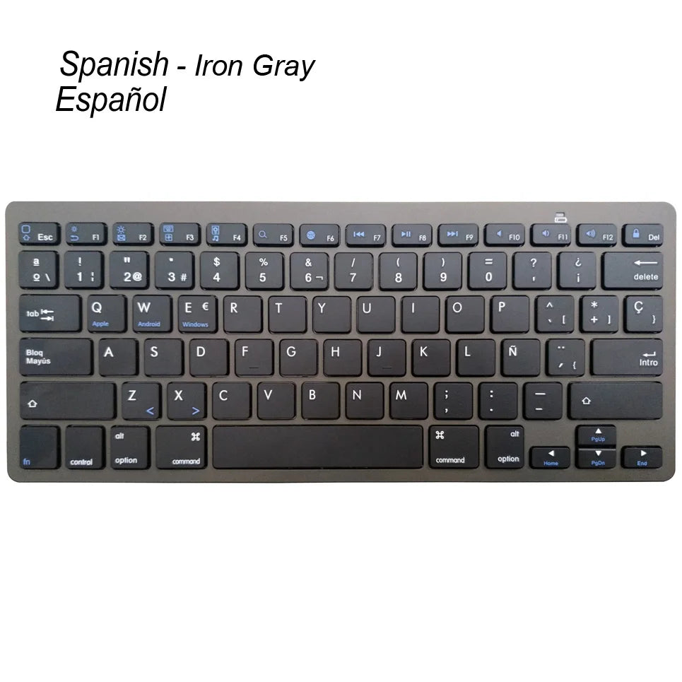 Portable Spanish Bluetooth Keyboard Light Slim Wireless Keyboard Teclado for Mac Ipad Iphone Ios Android Windows Smart TV