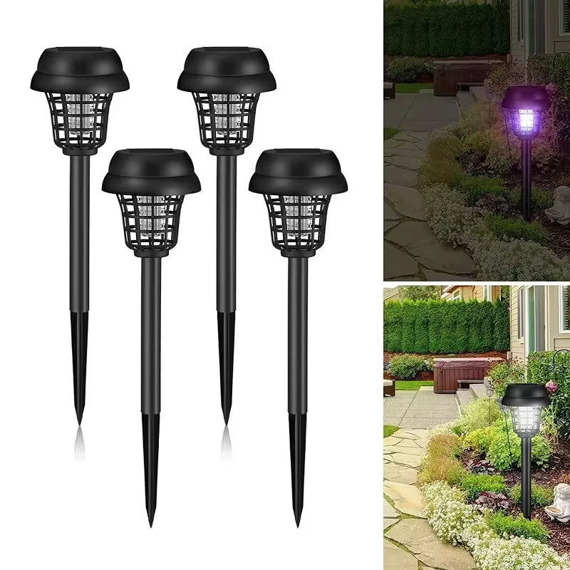 2/4Pcs Solar Bug Zapper Waterproof,Outdoor Mosquito Zapper, Lighting Mosquito Repellent Lamp for Indoor Outdoor Use Garden Patio
