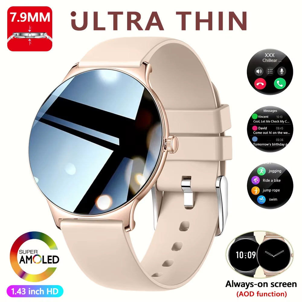 2026 New 7.9MM Ultra Thin Smart Watch Women Screen Always Display Time Sports Bracelet Bluetooth Call Fashion Smartwatches Ios