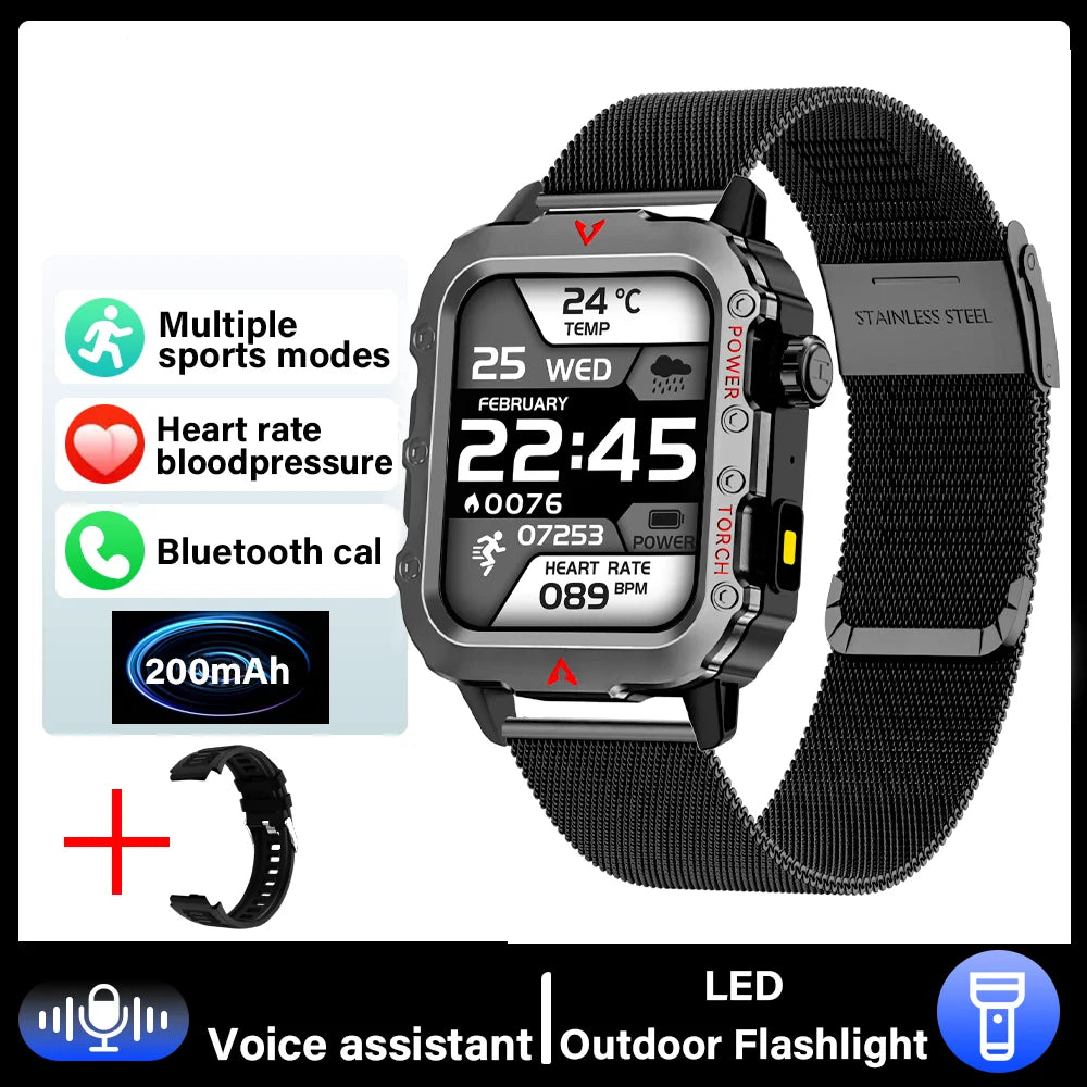 G.L Wear 2025 New Sports Smart Watch Bluetooth Talk LED Flashlight Multi-Function Outdoor Sports Smart Watch for Men Women