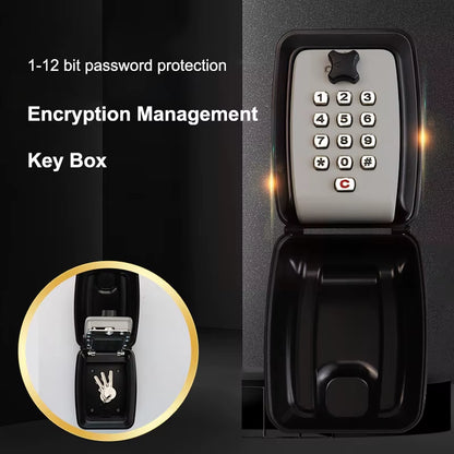 Wall Mounted Key Storage Safe Waterproof Anti-Theft Key Box with Combination Lock 12-Digital Password Office Home Outdoor Use