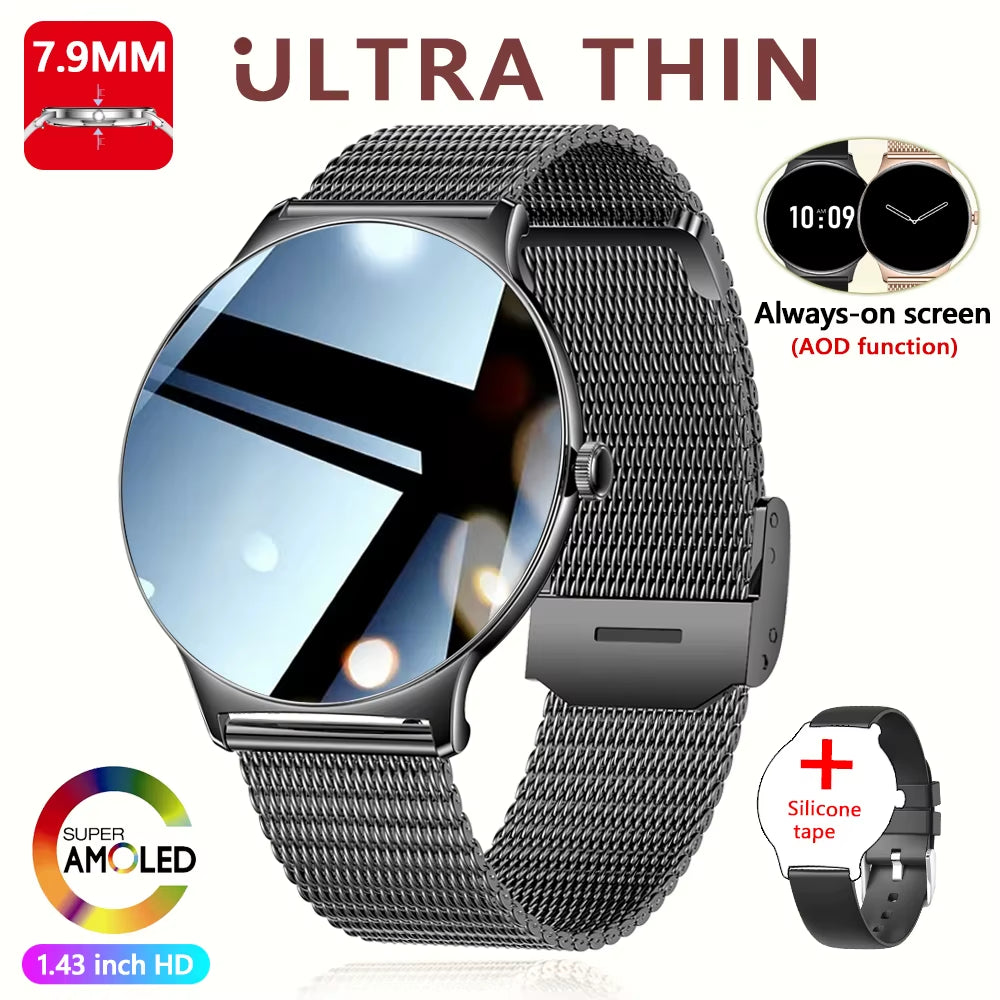 2026 New 7.9MM Ultra Thin Smart Watch Women Screen Always Display Time Sports Bracelet Bluetooth Call Fashion Smartwatches Ios