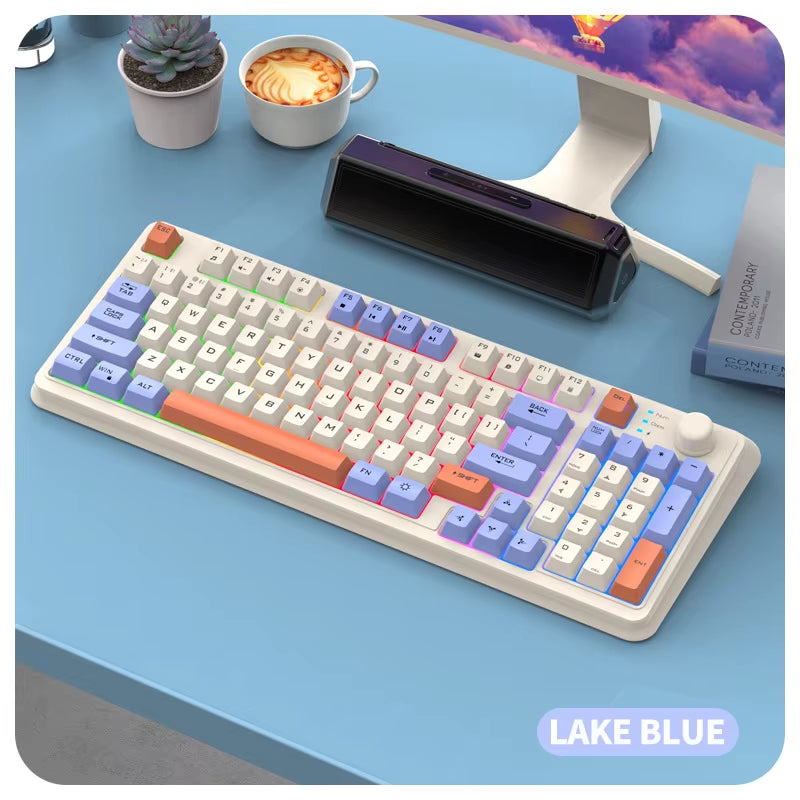 Russian Wireless Keyboard with Russian Layout Spanish Arabic Korean Keyboard Mouse Kit Bluetooth RGB Backlight Volume Knob K94