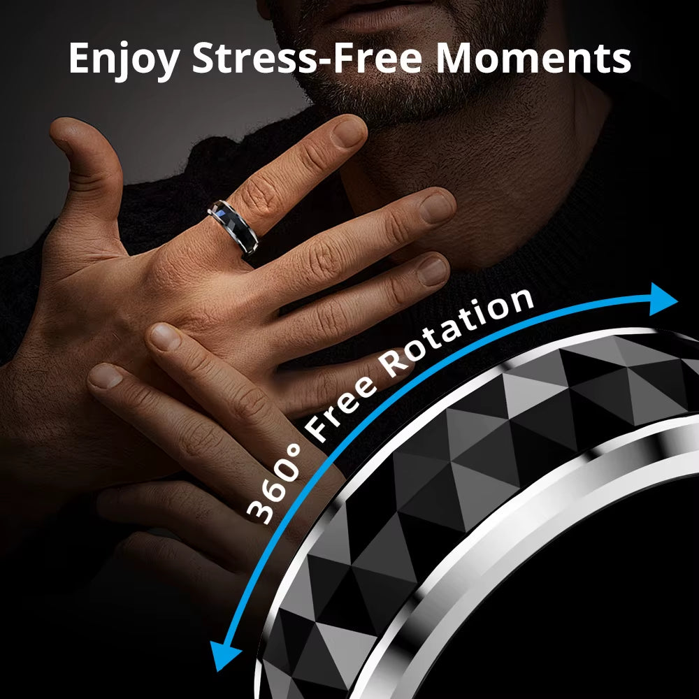 R11 Smart Ring, Fidget Spinner Anxiety Relieve Ring with Charging Case for Men, Health and Sleep Monitor, 5ATM Waterproof