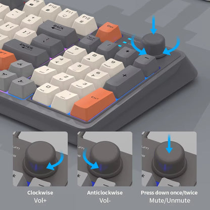 Russian Wireless Keyboard with Russian Layout Spanish Arabic Korean Keyboard Mouse Kit Bluetooth RGB Backlight Volume Knob K94