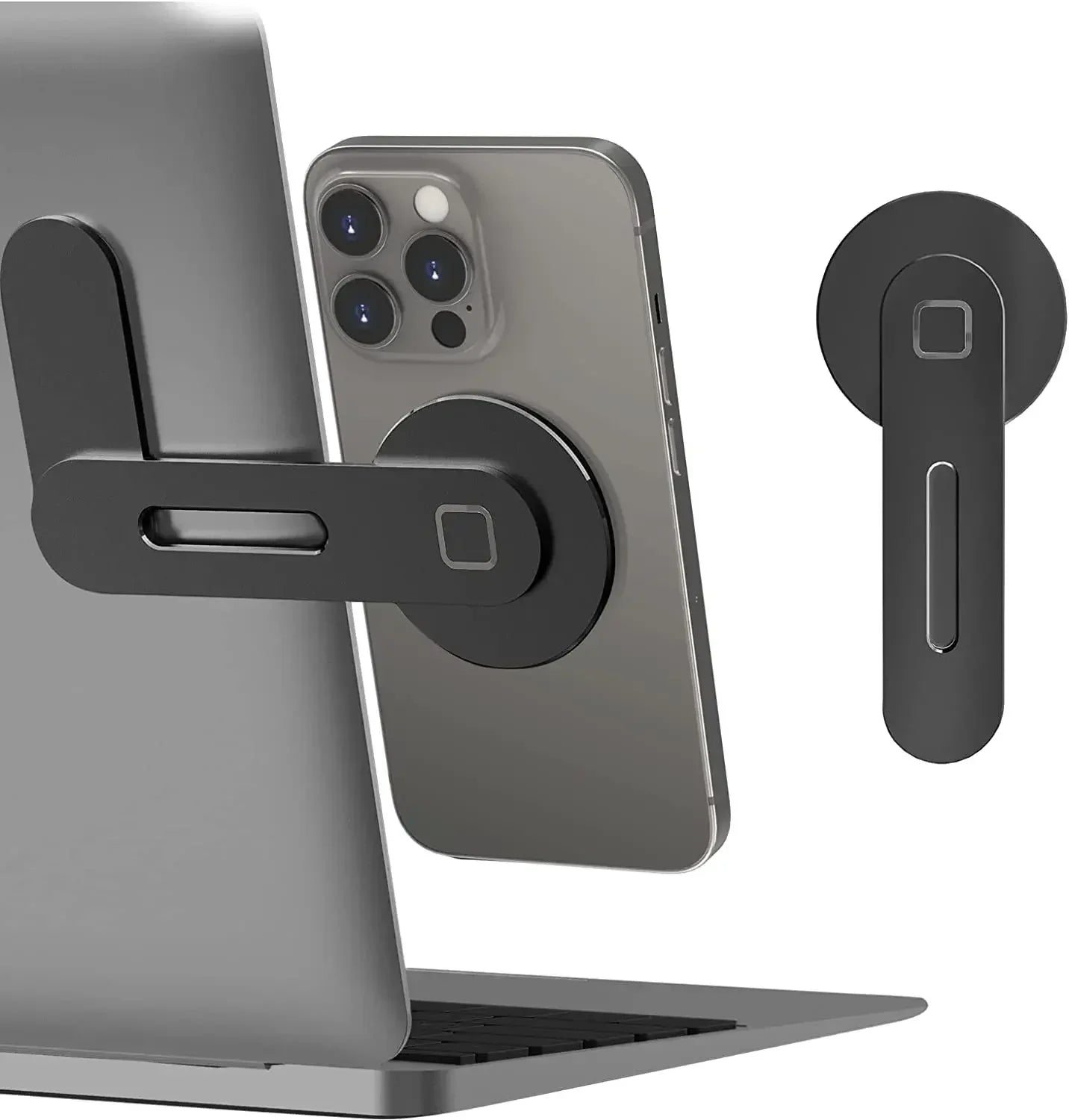 2025 Magnetic Laptop Phone Holder Computer Monitor Side Cell Phone Slim& Foldable for Iphone 14 13 12 Series Case and All Phone