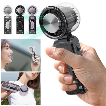 100-Speed Turbo Fan with LED Light | Portable, Rechargeable & Foldable | Handheld Cooling for Camping, Home & Office