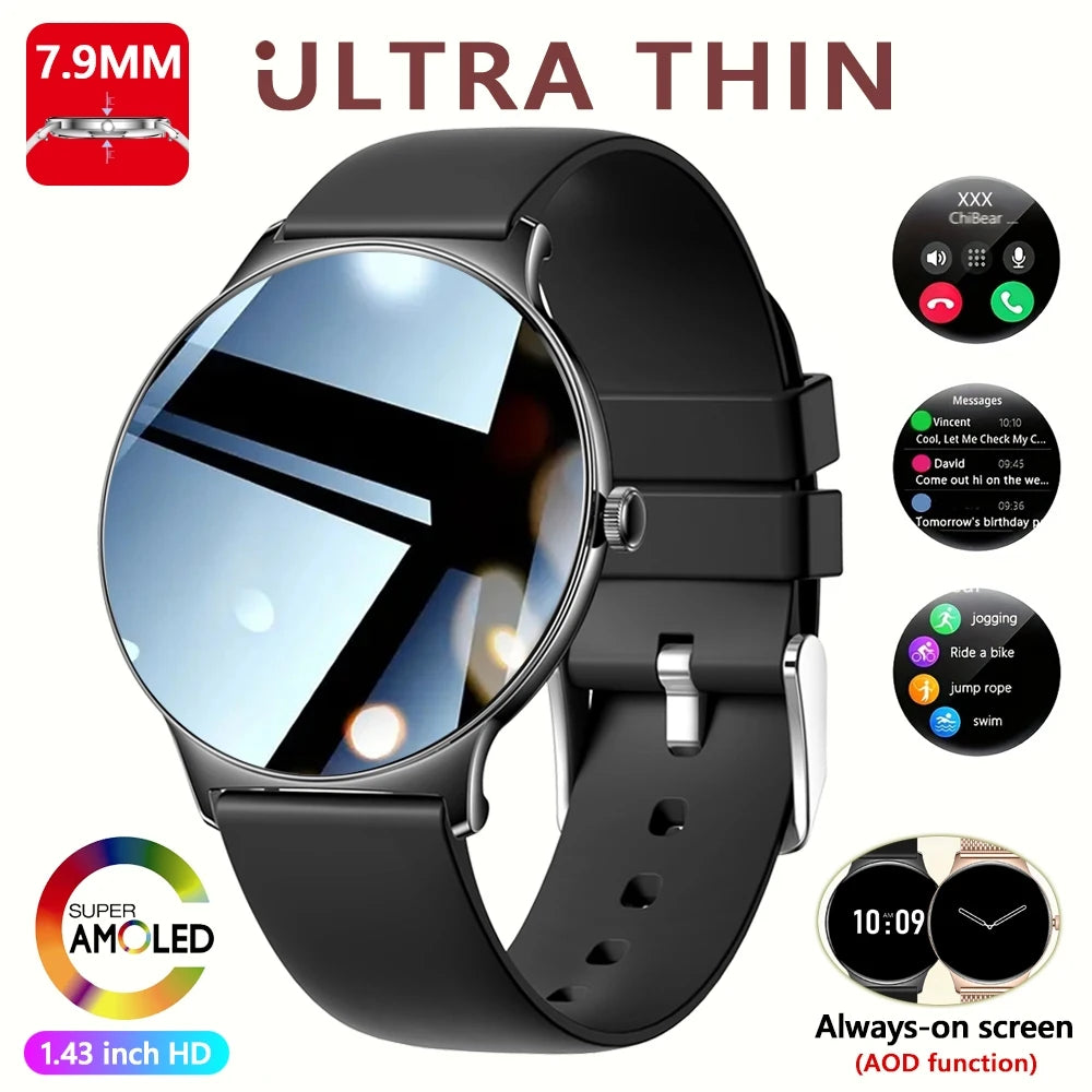 2026 New 7.9MM Ultra Thin Smart Watch Women Screen Always Display Time Sports Bracelet Bluetooth Call Fashion Smartwatches Ios