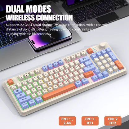 Russian Wireless Keyboard with Russian Layout Spanish Arabic Korean Keyboard Mouse Kit Bluetooth RGB Backlight Volume Knob K94