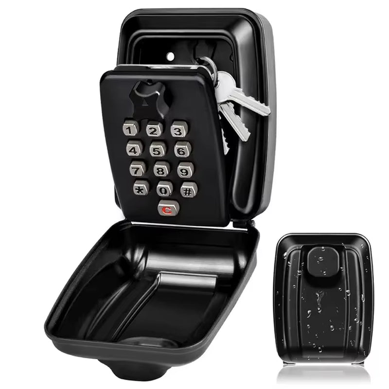Wall Mounted Key Storage Safe Waterproof Anti-Theft Key Box with Combination Lock 12-Digital Password Office Home Outdoor Use