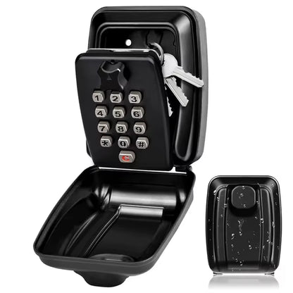 Wall Mounted Key Storage Safe Waterproof Anti-Theft Key Box with Combination Lock 12-Digital Password Office Home Outdoor Use