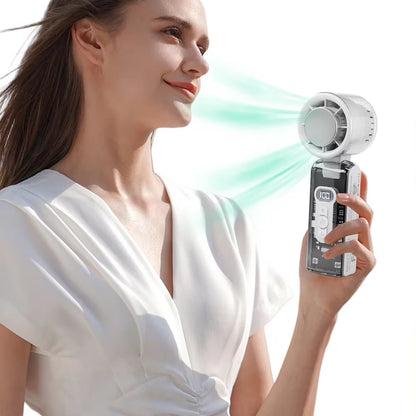 100-Speed Turbo Fan with LED Light | Portable, Rechargeable & Foldable | Handheld Cooling for Camping, Home & Office