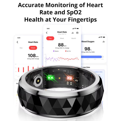R11 Smart Ring, Fidget Spinner Anxiety Relieve Ring with Charging Case for Men, Health and Sleep Monitor, 5ATM Waterproof