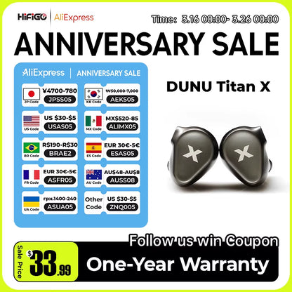 Titan X Hifi IEM Earphones Dual Magnetic Dynamic Driver Metal Alloy Housing 3.5Mm/Typec Mic Earbuds for Audiophile Gaming