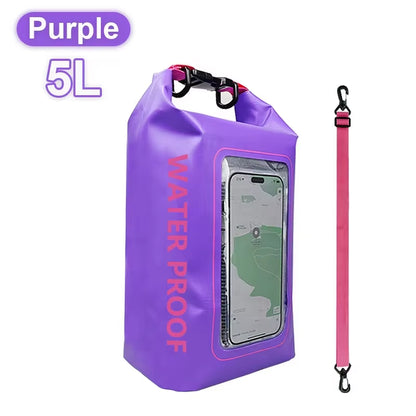 2L/5L PVC Swimming Waterproof Bag,Mobile Phone Waterproof Dry Bag for Trekking Drifting Rafting Surfing Boating Storage Bag