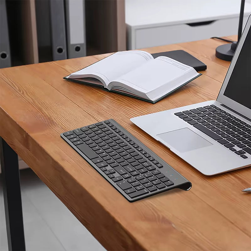 Wireless Keyboard,2.4G Slim and Compact,With Numeric Keys,Spanish Layout,Suitable for Imac/Mac, Macbook, Laptop(Black and Grey)