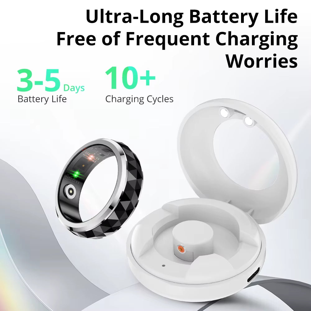 R11 Smart Ring, Fidget Spinner Anxiety Relieve Ring with Charging Case for Men, Health and Sleep Monitor, 5ATM Waterproof