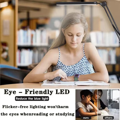 2026 NEW 3 Mode Dimmable LED Desk Lamp with Clamp, 10 Level Brightness Adjustable, Flexible Gooseneck for Study/Office/Bedroom