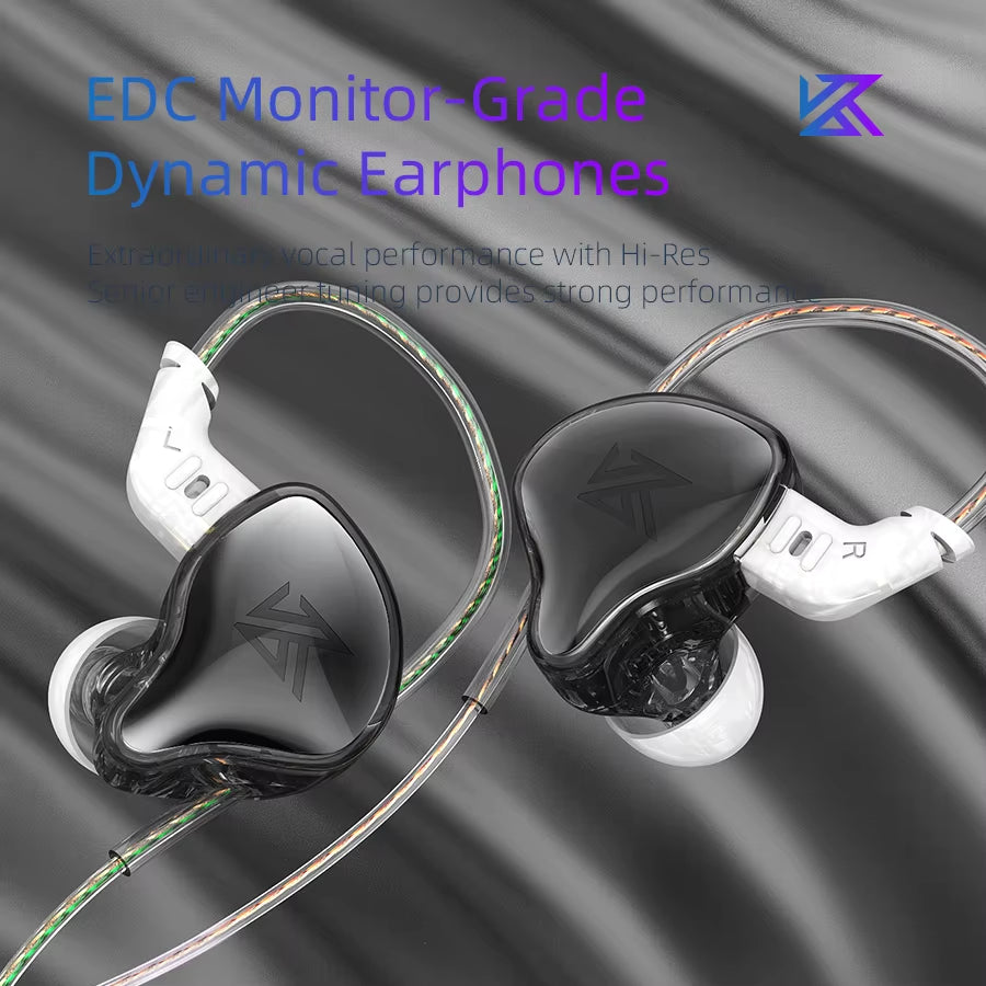 EDC Earphones 1 Dynamic HIFI Bass Earbuds in Ear Monitor Headphones Sport Noise Cancelling Headse