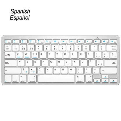 Portable Spanish Bluetooth Keyboard Light Slim Wireless Keyboard Teclado for Mac Ipad Iphone Ios Android Windows Smart TV