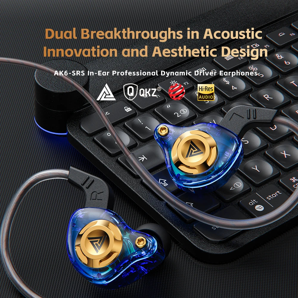 Original QKZ AK6 SRS Driver Hifi Wired Earphone Race Sport Headphone Bass Stereo Headset Music Earbuds 3.5MM in Ear with Mic