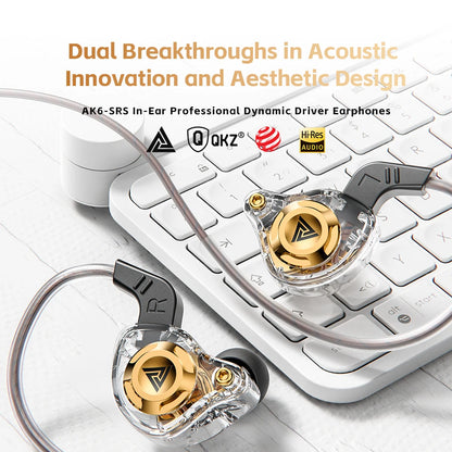 Original QKZ AK6 SRS Driver Hifi Wired Earphone Race Sport Headphone Bass Stereo Headset Music Earbuds 3.5MM in Ear with Mic