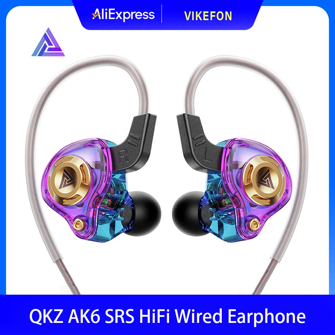 Original QKZ AK6 SRS Driver Hifi Wired Earphone Race Sport Headphone Bass Stereo Headset Music Earbuds 3.5MM in Ear with Mic
