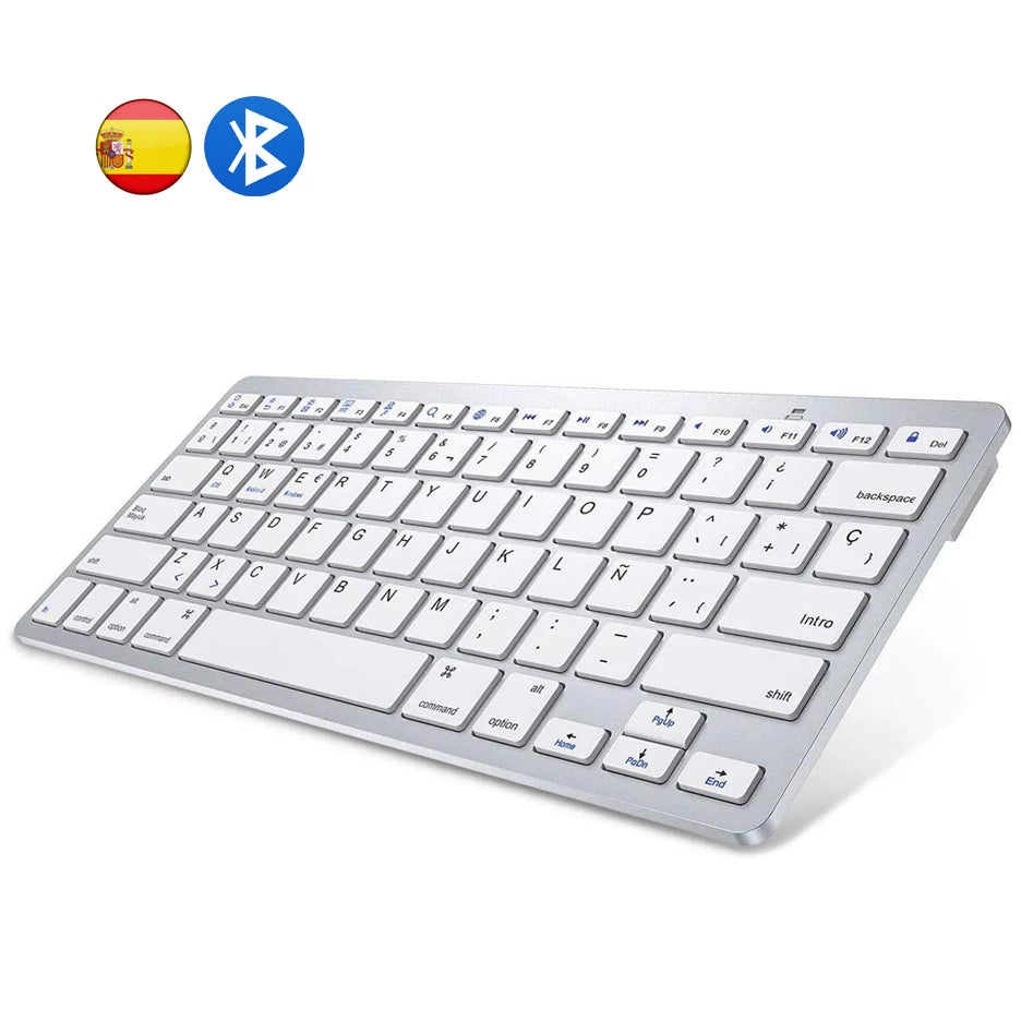 Portable Spanish Bluetooth Keyboard Light Slim Wireless Keyboard Teclado for Mac Ipad Iphone Ios Android Windows Smart TV