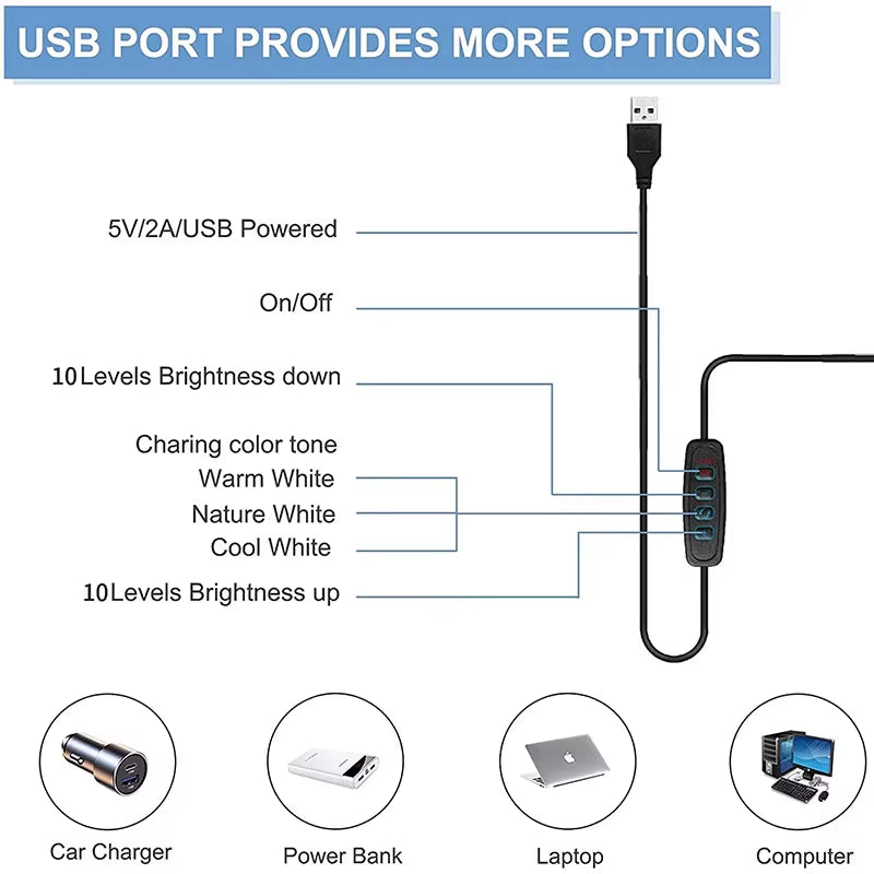 2026 NEW 3 Mode Dimmable LED Desk Lamp with Clamp, 10 Level Brightness Adjustable, Flexible Gooseneck for Study/Office/Bedroom