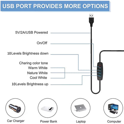 2026 NEW 3 Mode Dimmable LED Desk Lamp with Clamp, 10 Level Brightness Adjustable, Flexible Gooseneck for Study/Office/Bedroom
