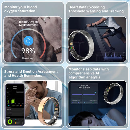 2025 Hot Sale Smart Ring Gesture Brush Video Wireless Bluetooth Call Music Control 5ATM Waterproof Heart Rate Monitor for Men