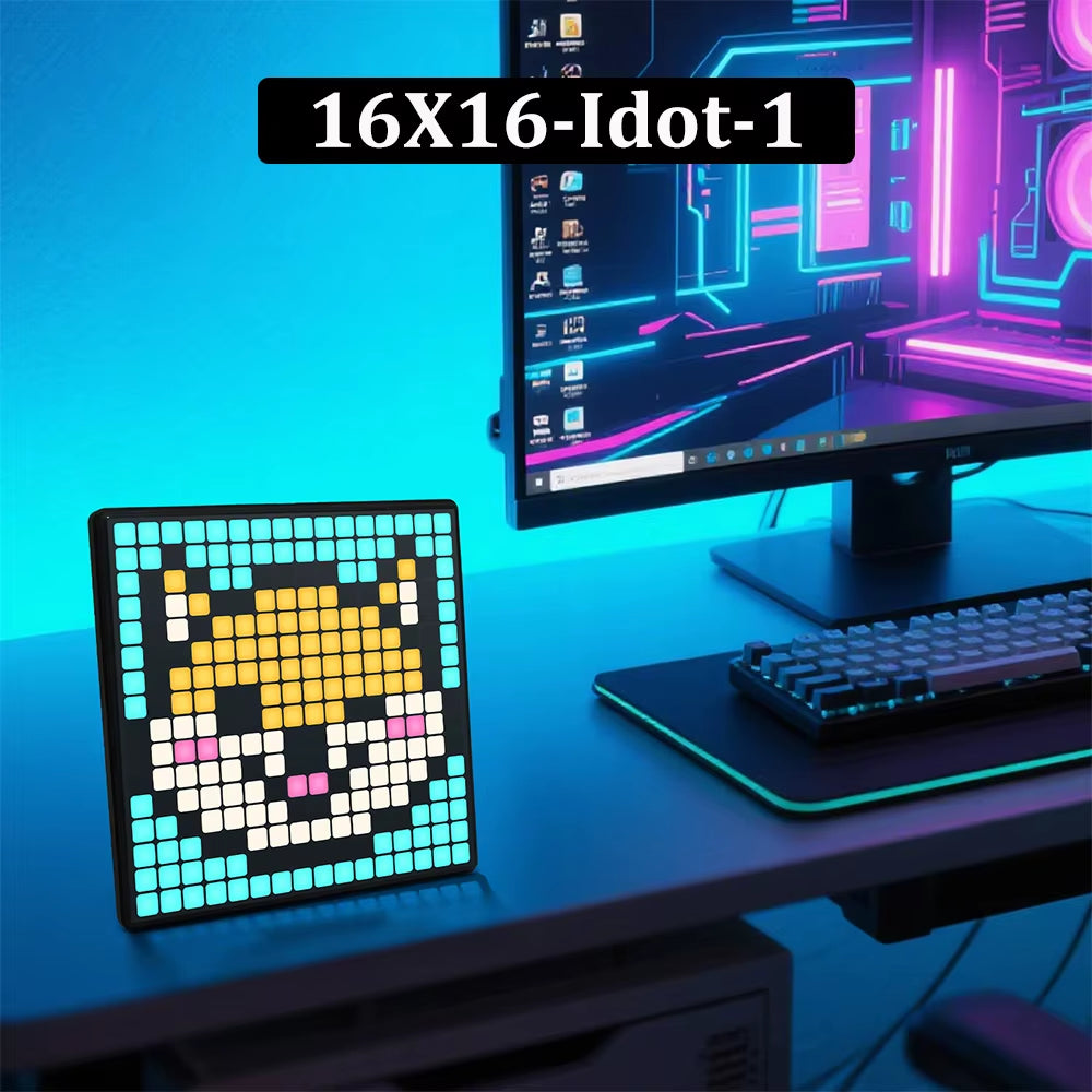 RGB LED Pixel Display Panel Lamp Programmable Art Light Creative Display Screen Night Lights for Gaming Anime Room Decoration