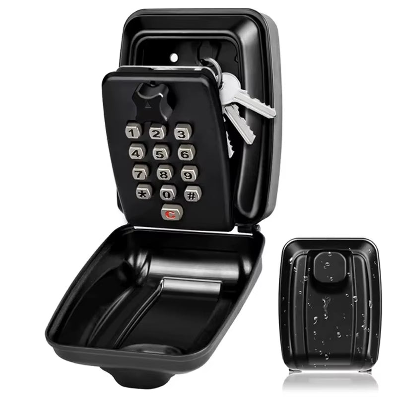 Wall Mounted Key Storage Safe Waterproof Anti-Theft Key Box with Combination Lock 12-Digital Password Office Home Outdoor Use