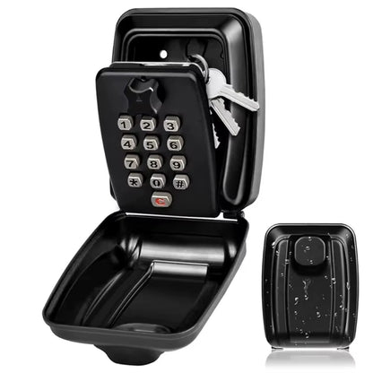 Wall Mounted Key Storage Safe Waterproof Anti-Theft Key Box with Combination Lock 12-Digital Password Office Home Outdoor Use