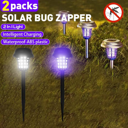 2/4Pcs Solar Bug Zapper Waterproof,Outdoor Mosquito Zapper, Lighting Mosquito Repellent Lamp for Indoor Outdoor Use Garden Patio