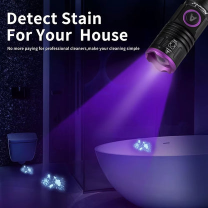 365/395Nm Zoom UV Flashlight USB Rechargeable Ultraviolet Adhesive Curing Torch Cat Dog Pets Urine Tinea Marker Money Ore Light