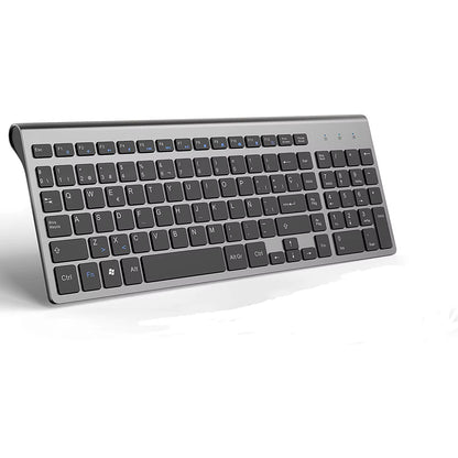 Wireless Keyboard,2.4G Slim and Compact,With Numeric Keys,Spanish Layout,Suitable for Imac/Mac, Macbook, Laptop(Black and Grey)