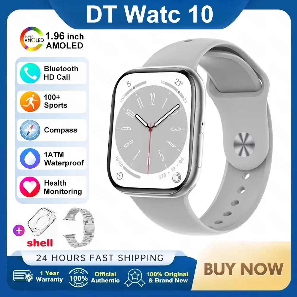 2026 New Original for Apple DT Watch 10 Smart Watch Men AMOLED 4GB Memory Music 3D Surround BT Call Waterproof Smart Watch Woman