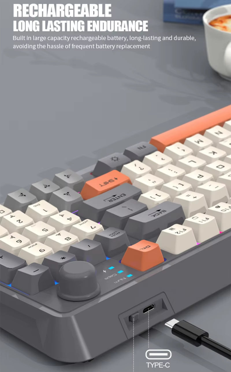 Russian Wireless Keyboard with Russian Layout Spanish Arabic Korean Keyboard Mouse Kit Bluetooth RGB Backlight Volume Knob K94
