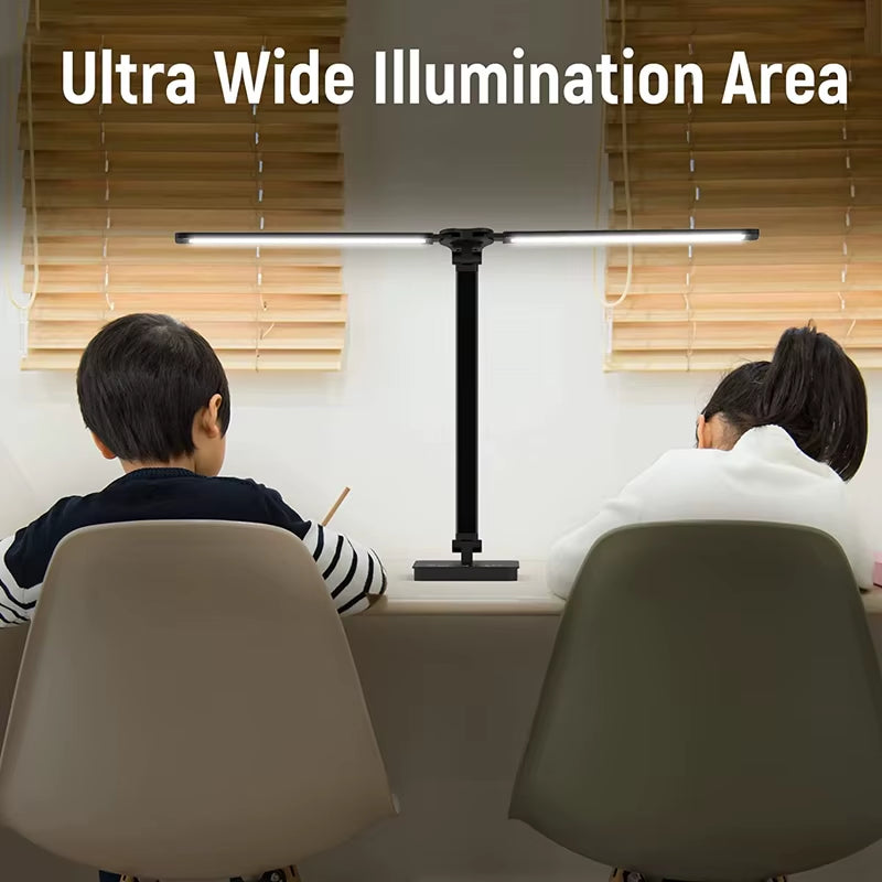 Double Head LED Desk Lamp,Dual Swing-Arm Table Lamp for Home Office,5 Color Modes and 5 Dimmable,Modern Eye-Caring Piano Lamp