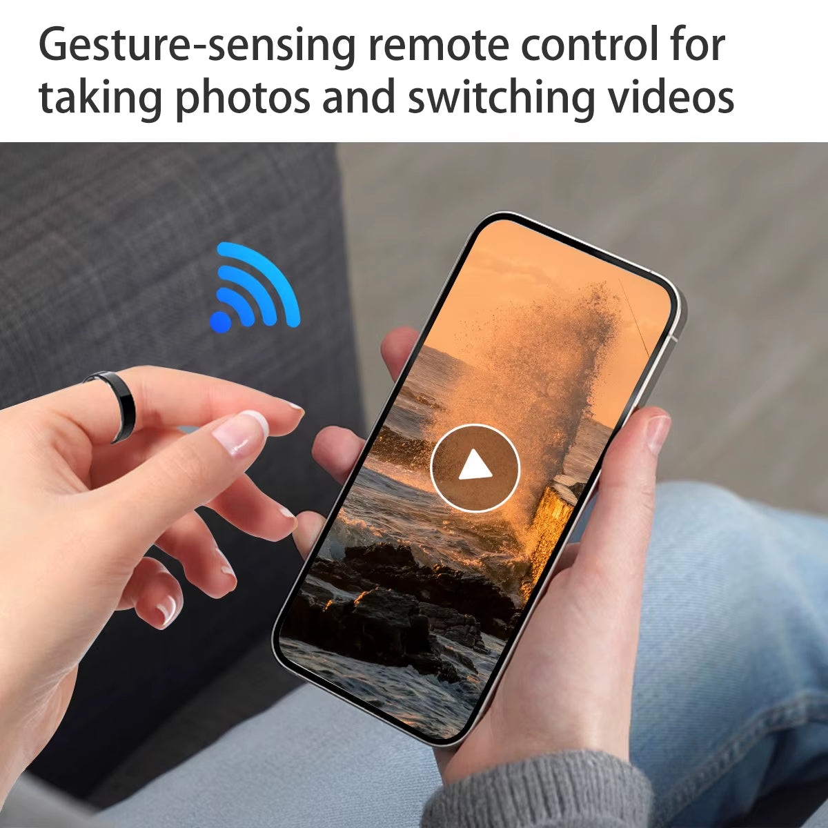2025 Hot Sale Smart Ring Gesture Brush Video Wireless Bluetooth Call Music Control 5ATM Waterproof Heart Rate Monitor for Men