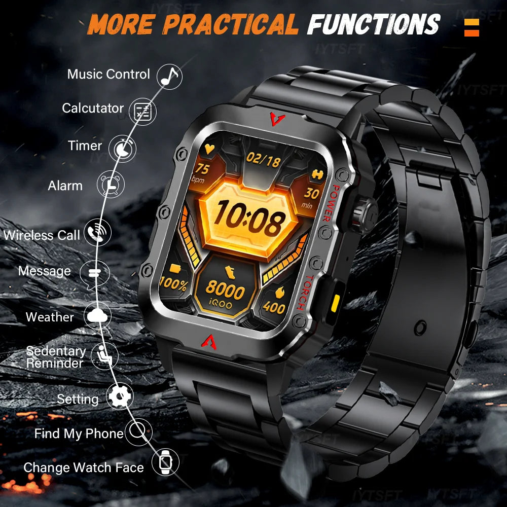 G.L Wear 2025 New Sports Smart Watch Bluetooth Talk LED Flashlight Multi-Function Outdoor Sports Smart Watch for Men Women