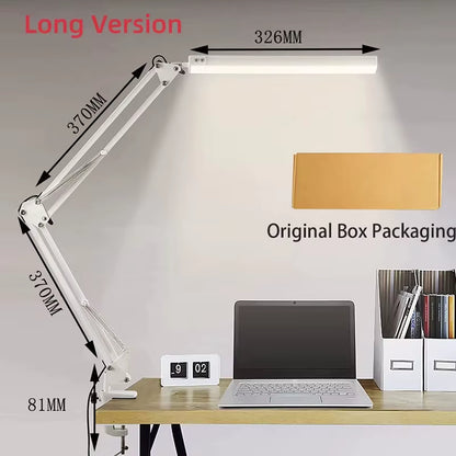2026 NEW 3 Mode Dimmable LED Desk Lamp with Clamp, 10 Level Brightness Adjustable, Flexible Gooseneck for Study/Office/Bedroom